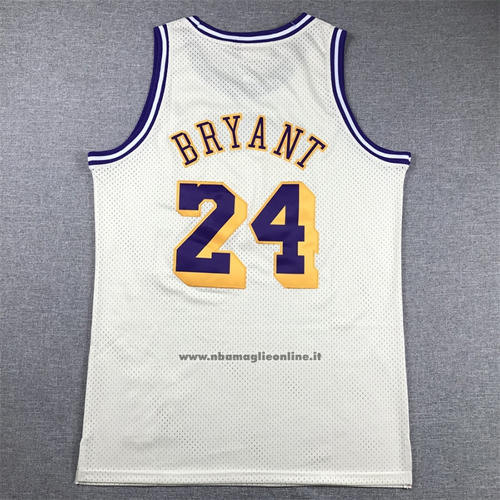 Maglia Los Angeles Lakers Kobe Bryant #24 Mitchell & Ness Chainstitch Crema